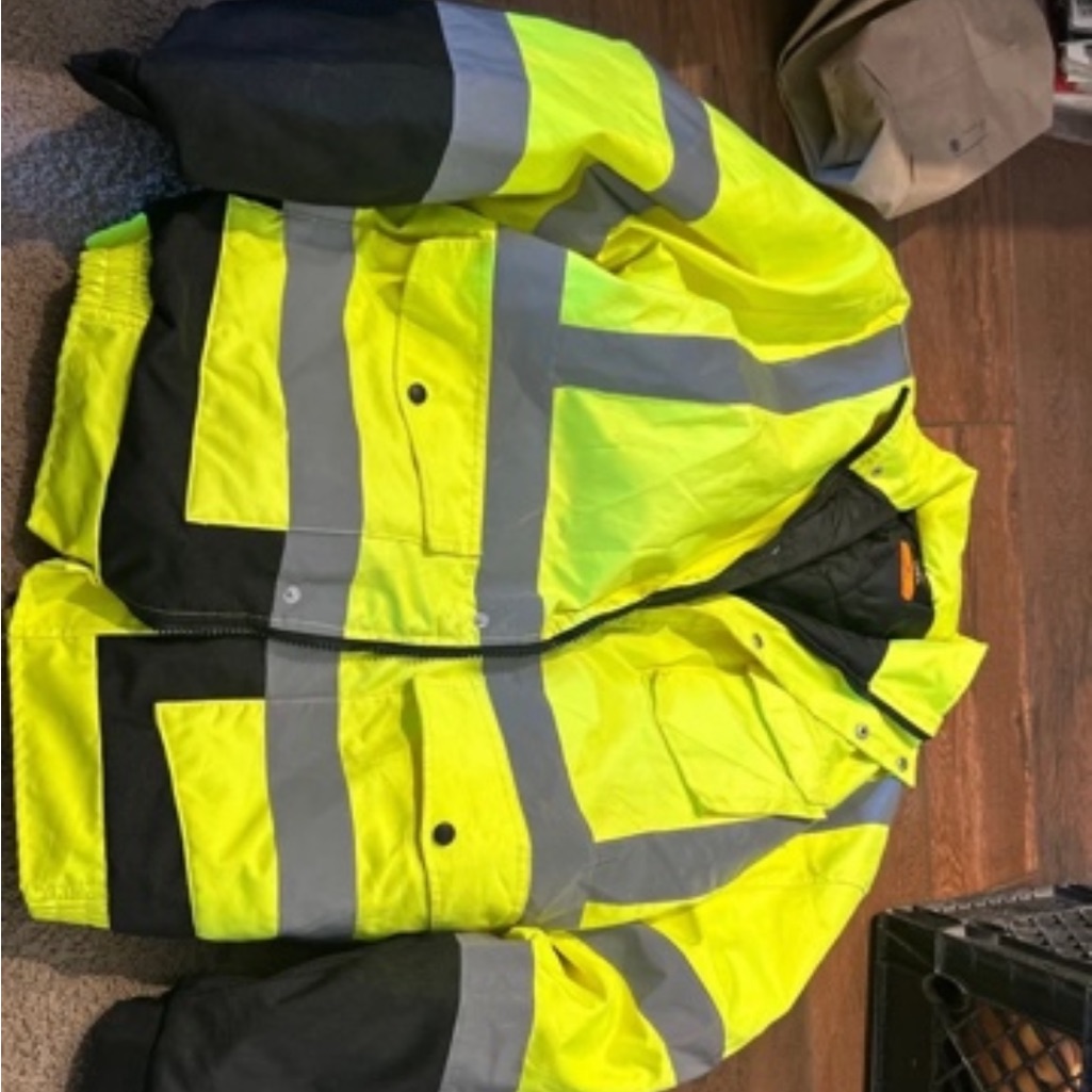 High-Visibility Safety Jacket - Neon Yellow With Reflective Stripes